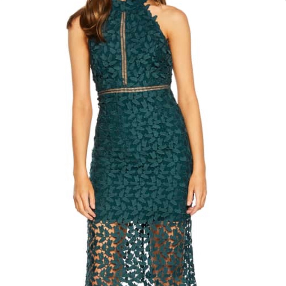 Bardot Gemma halter lace sheath dress